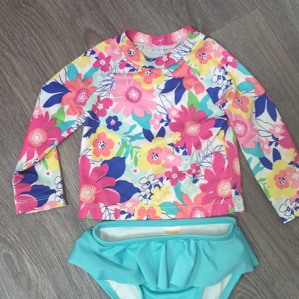 ❤️5/$25 Gymboree Floral Rashguard Set - Pink, Blue, Yellow